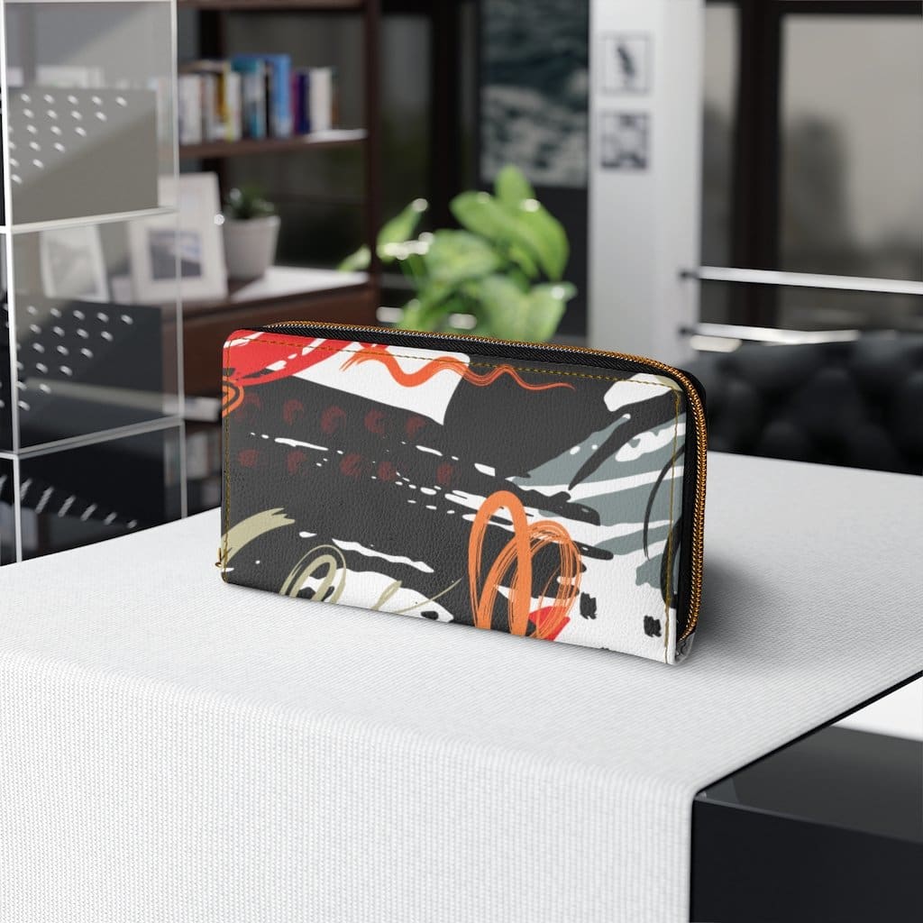 Womens Wallet - Zip Purse - Red and Black Multicolor - Bags/Zipper Wallets