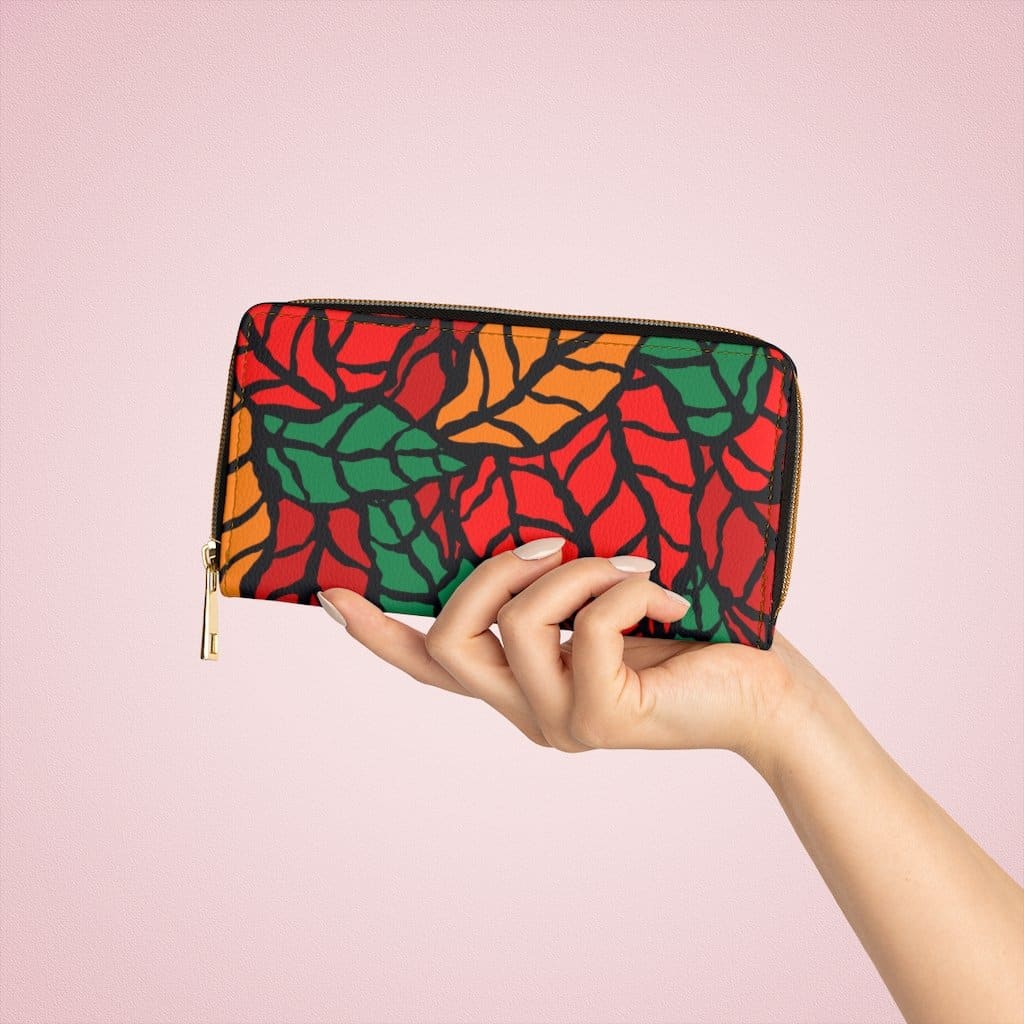 Womens Wallet Zip Purse Red & Green Autumn - Bags | Zipper Wallets