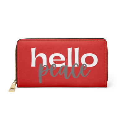 Womens Wallet Zip Purse Red & White Hello Peace - Bags | Wallets