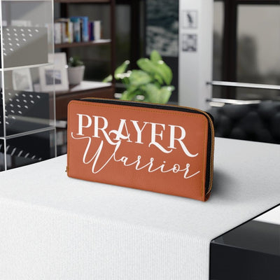 Womens Wallet Zip Purse Rust & White Prayer Warrior - Bags | Zipper Wallets