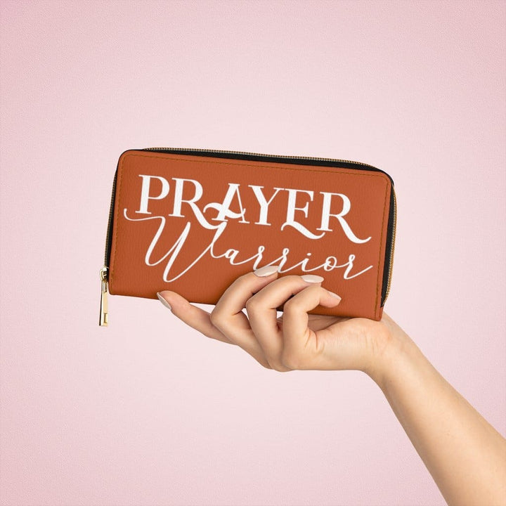 Womens Wallet - Zip Purse - Rust and White Prayer Warrior - Bags/Zipper Wallets