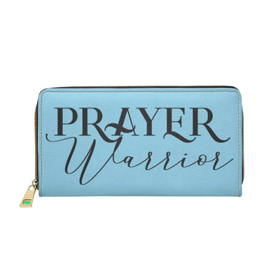 Womens Wallet Zip Purse Sky Blue & Black Prayer Warrior - Bags | Zipper Wallets