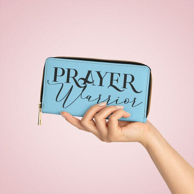 Womens Wallet Zip Purse Sky Blue & Black Prayer Warrior - Bags | Wallets