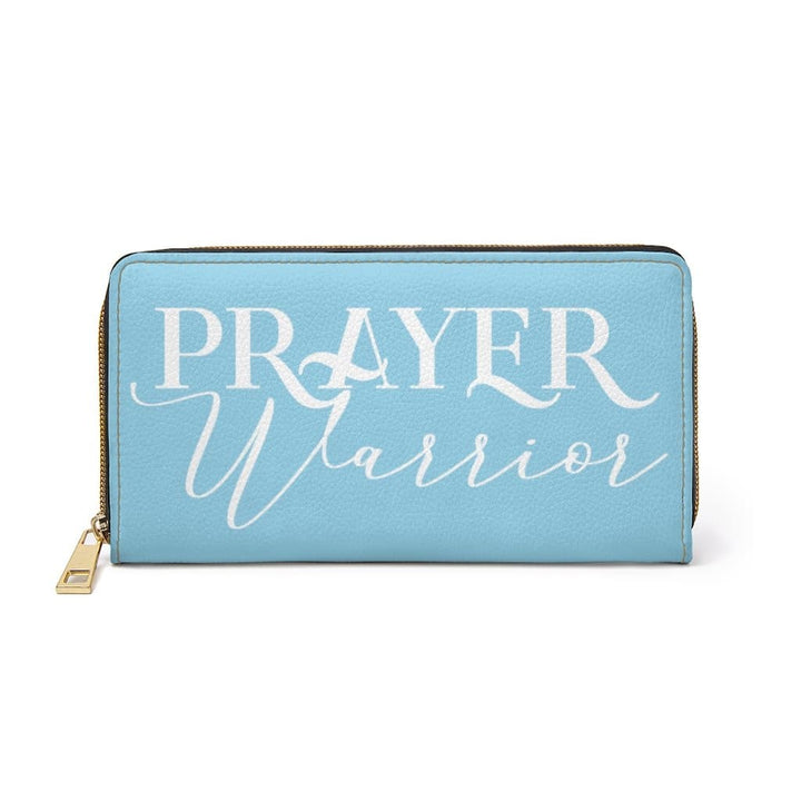 Womens Wallet - Zip Purse - Sky Blue and White Prayer Warrior - Bags/Zipper