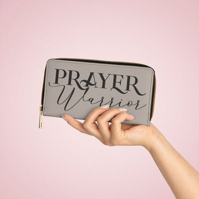 Womens Wallet Zip Purse Taupe & Black Prayer Warrior - Bags | Wallets