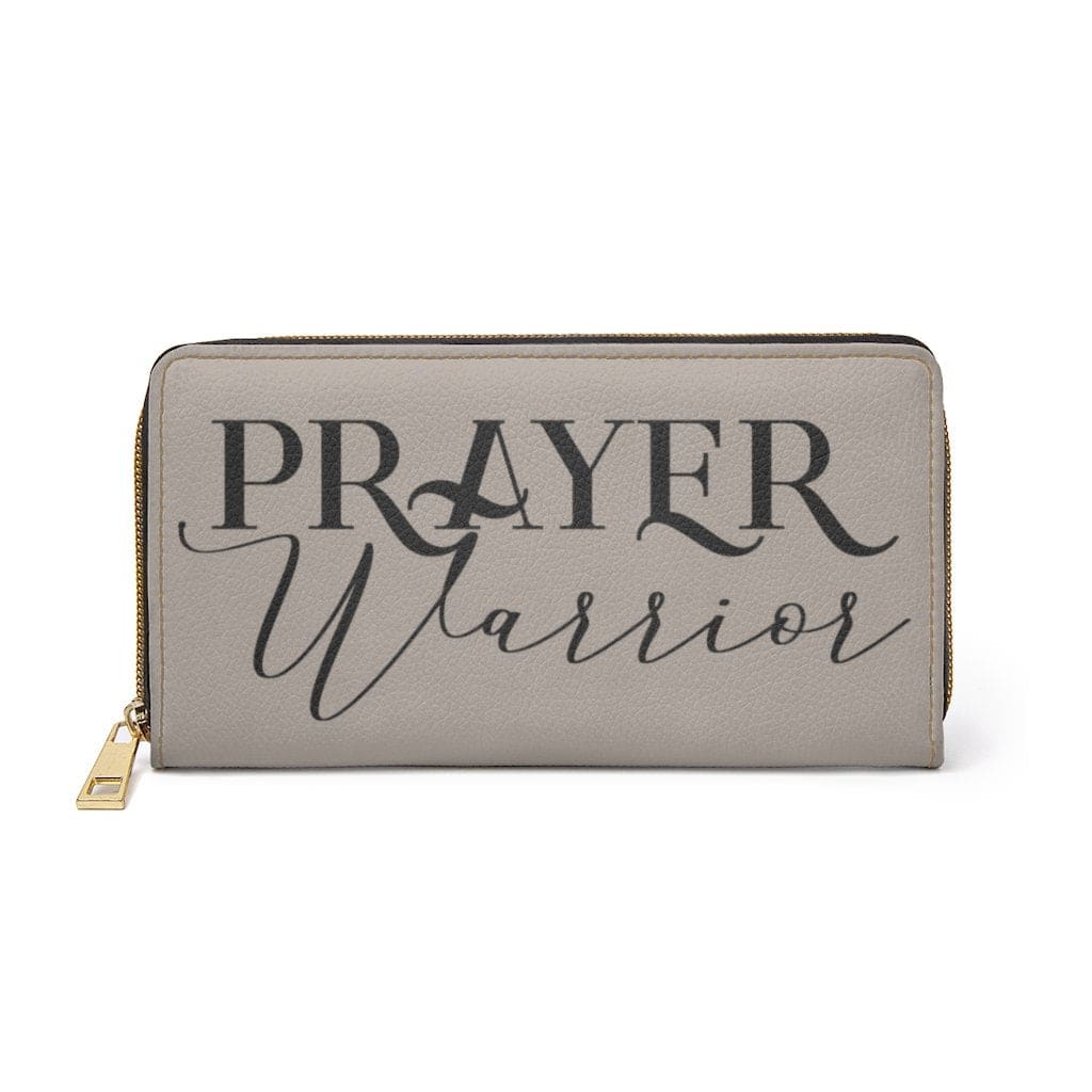 Womens Wallet Zip Purse Taupe & Black Prayer Warrior - Bags | Wallets