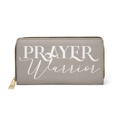Womens Wallet Zip Purse Taupe & White Prayer Warrior - Bags | Zipper Wallets