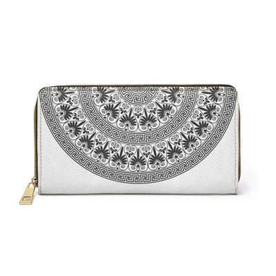 Womens Wallet Zip Purse White & Black Geometric Aztec - Bags | Zipper Wallets