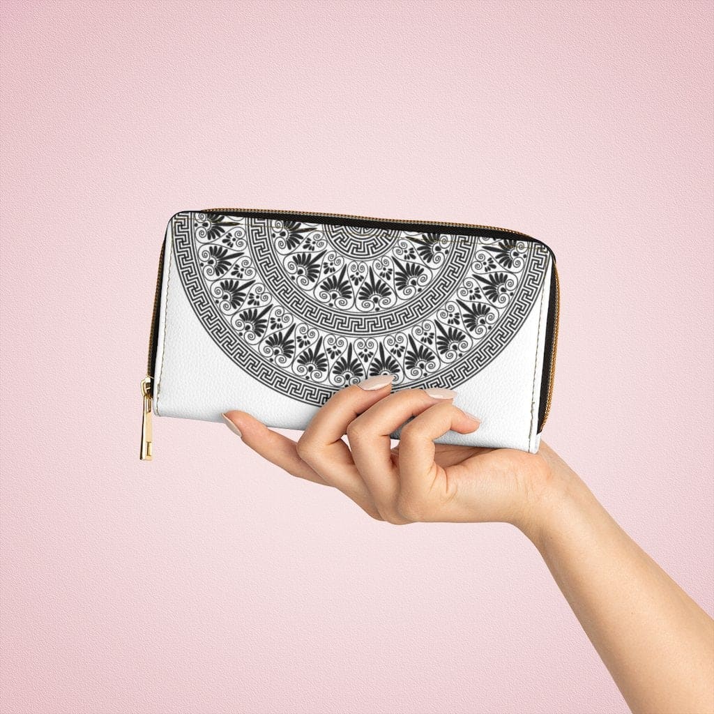 Womens Wallet Zip Purse White & Black Geometric Aztec - Bags | Wallets