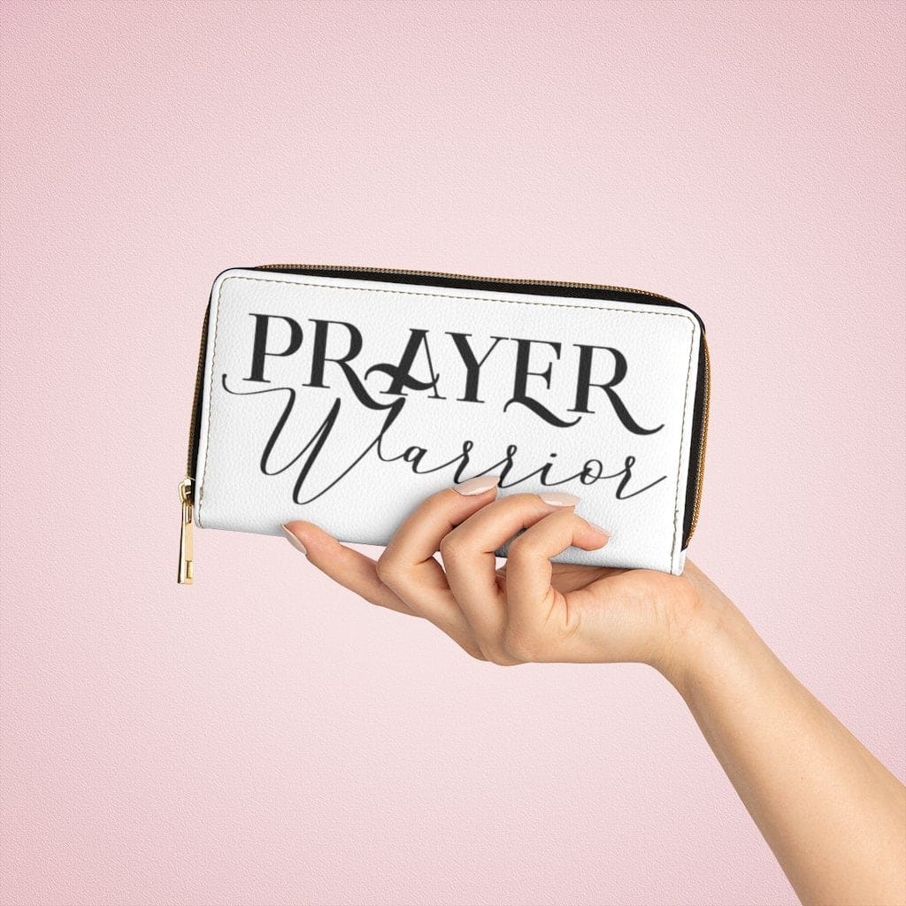 Womens Wallet Zip Purse White & Black Prayer Warrior - Bags | Wallets