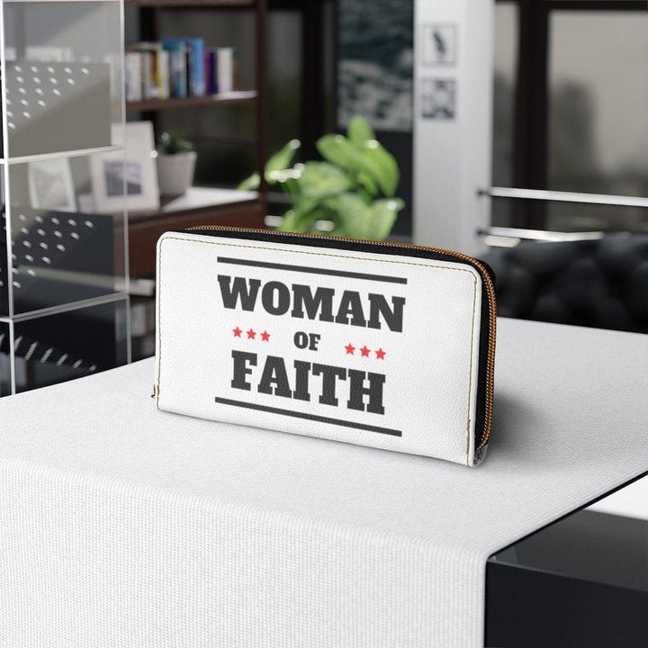 Womens Wallet - Zip Purse - White and Black Woman of Faith - Bags/Zipper Wallets