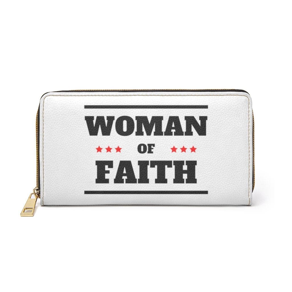 Womens Wallet - Zip Purse - White and Black Woman of Faith - Bags/Zipper Wallets