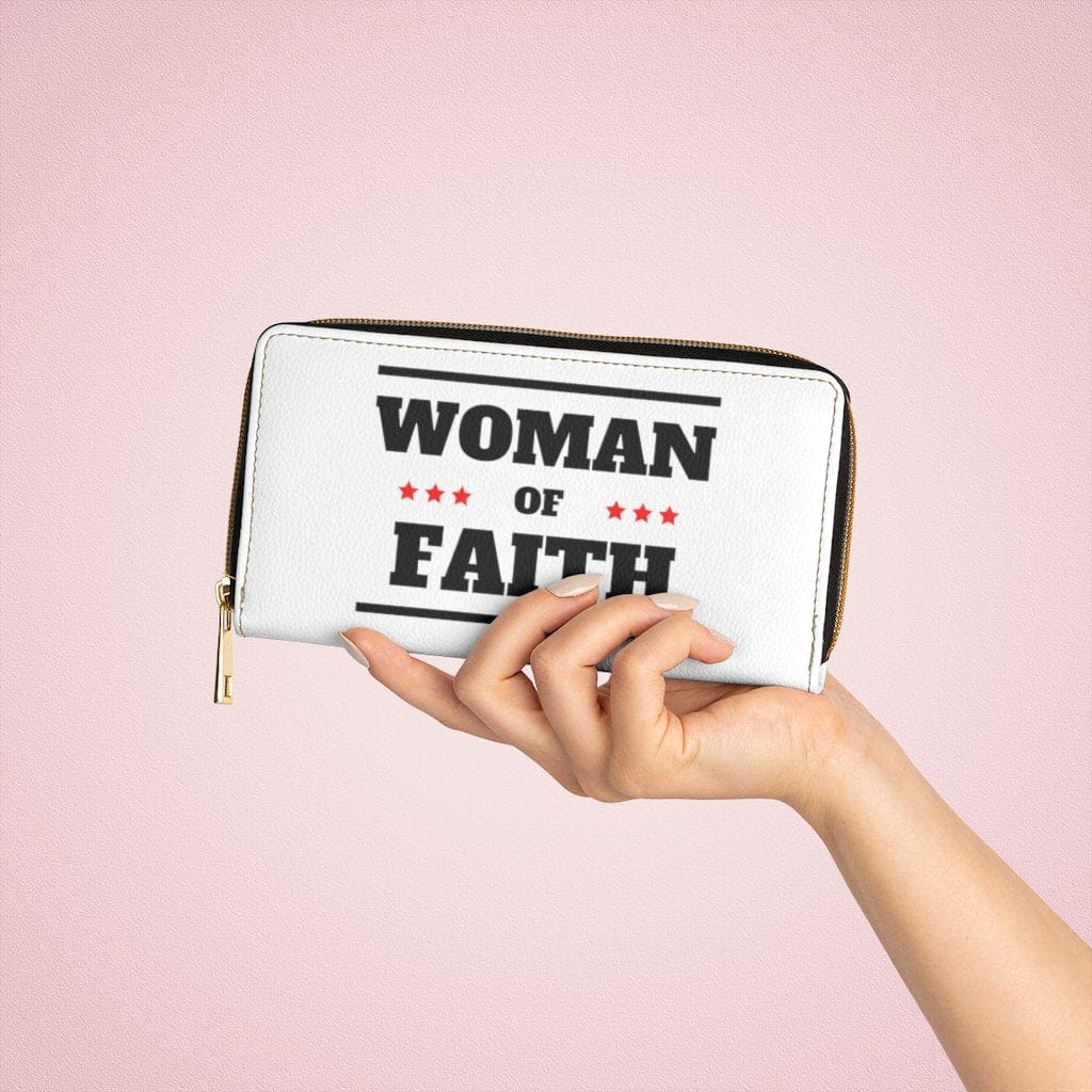 Womens Wallet Zip Purse White & Black Woman Of Faith - Bags | Zipper Wallets