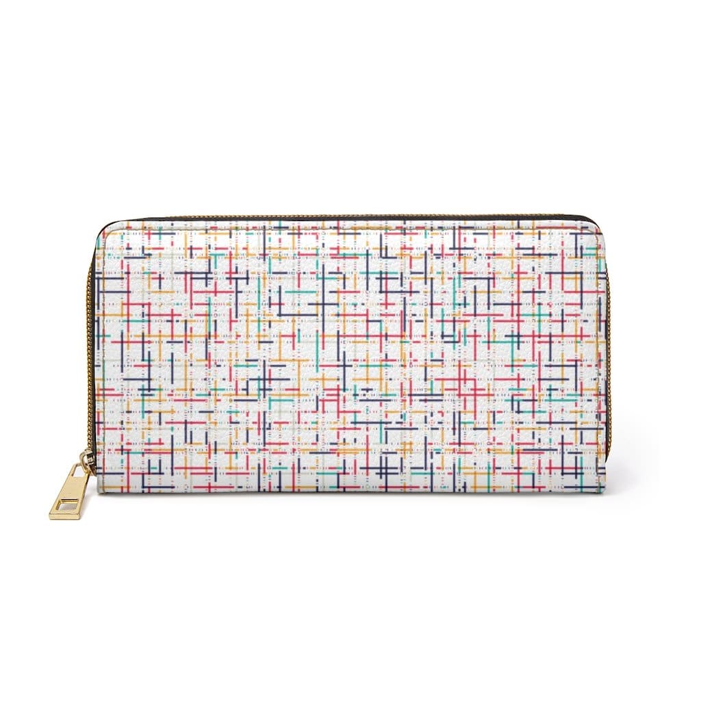 Womens Wallet Zip Purse White Multicolor Pin Stripe - Bags | Zipper Wallets