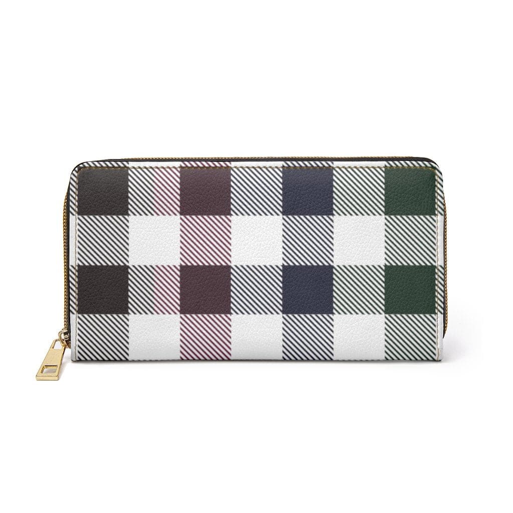 Womens Wallet Zip Purse White Multicolor Plaid - Bags | Wallets