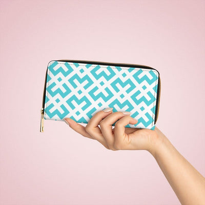Womens Wallet Zip Purse White & Pastel Green Geometric - Bags | Wallets