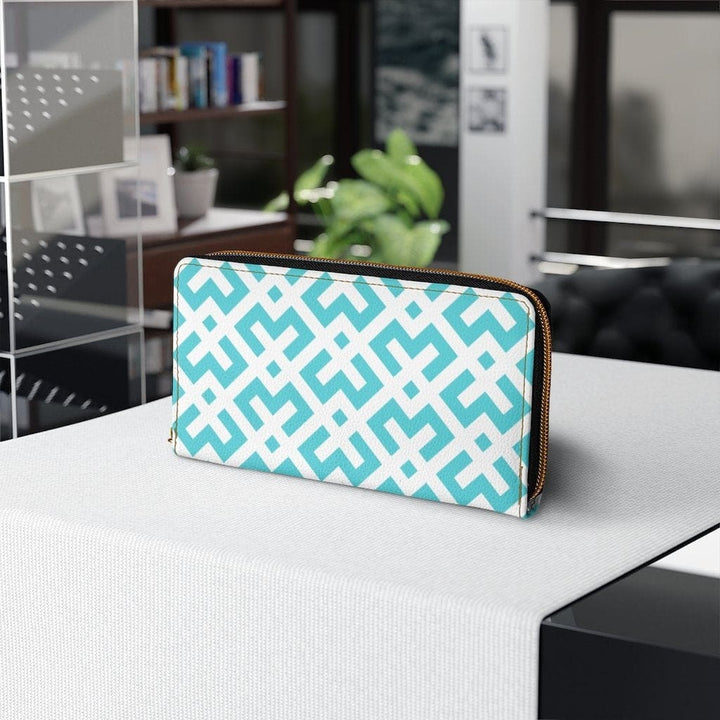 Womens Wallet Zip Purse White & Pastel Green Geometric - Bags | Zipper Wallets