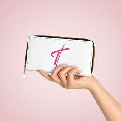 Womens Wallet Zip Purse White & Pink Cross - Bags | Wallets