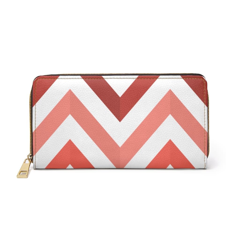 Womens Wallet - Zip Purse - White and Red Geometric - Bags/Zipper Wallets
