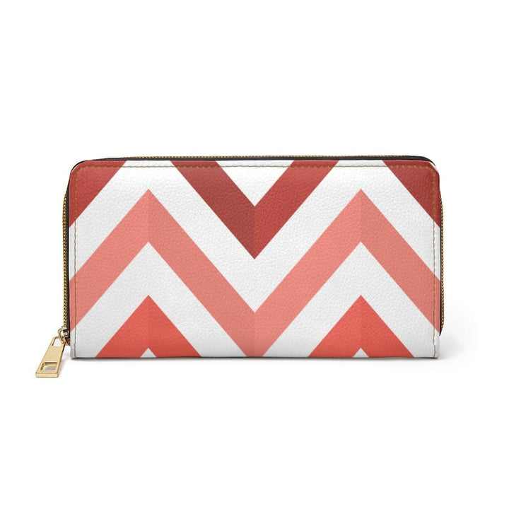 Womens Wallet - Zip Purse - White and Red Geometric - Bags/Zipper Wallets