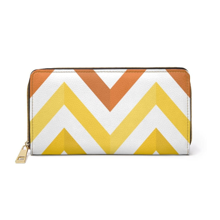 Womens Wallet - Zip Purse - White and Yellow Geometric - Bags/Zipper Wallets