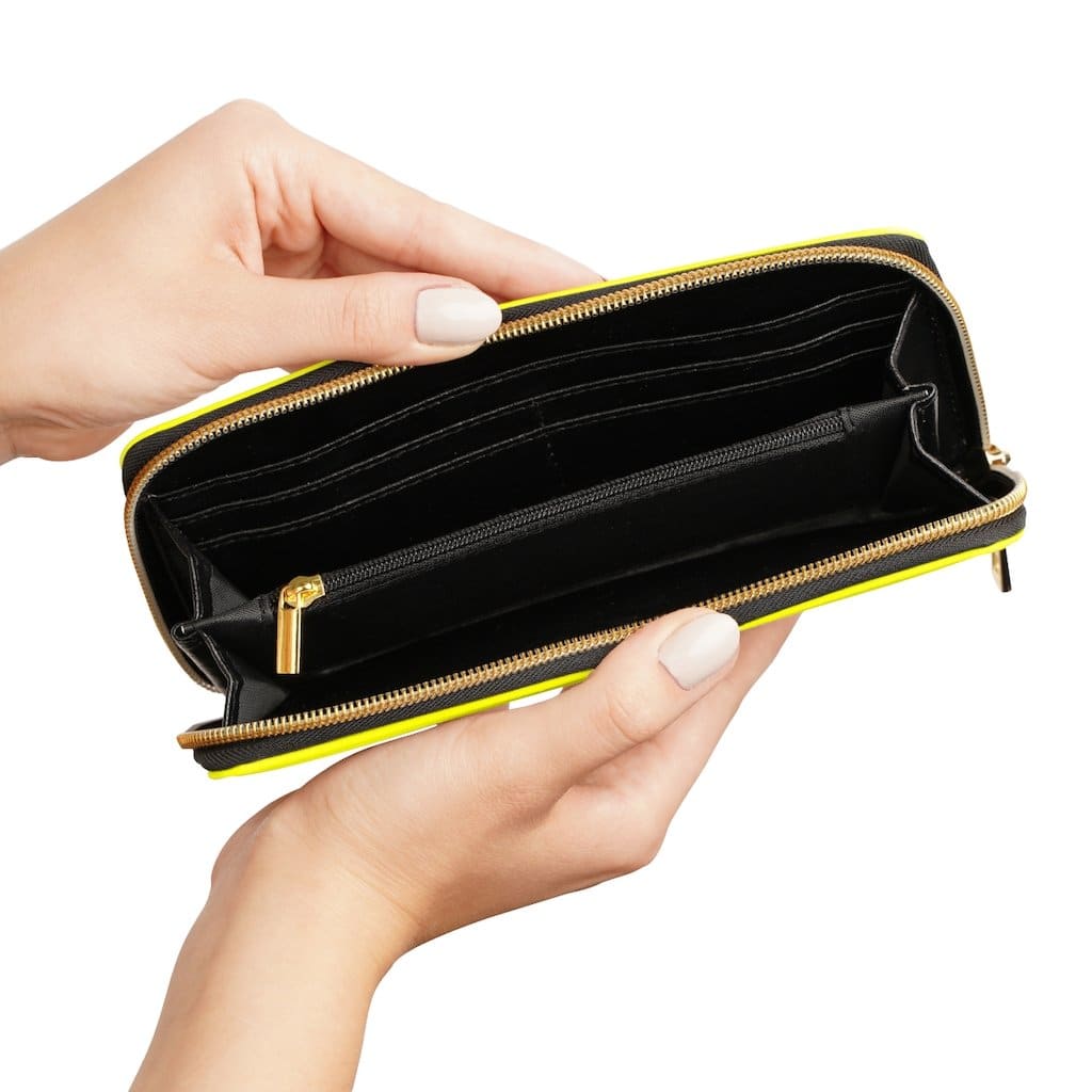 Womens Wallet Zip Purse Yellow & Black Prayer Warrior - Bags | Zipper Wallets