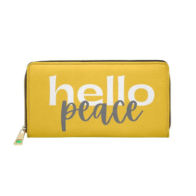 Womens Wallet Zip Purse Yellow & White Hello Peace - Bags | Zipper Wallets