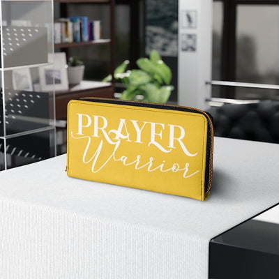 Womens Wallet Zip Purse Yellow & White Prayer Warrior - Bags | Zipper Wallets