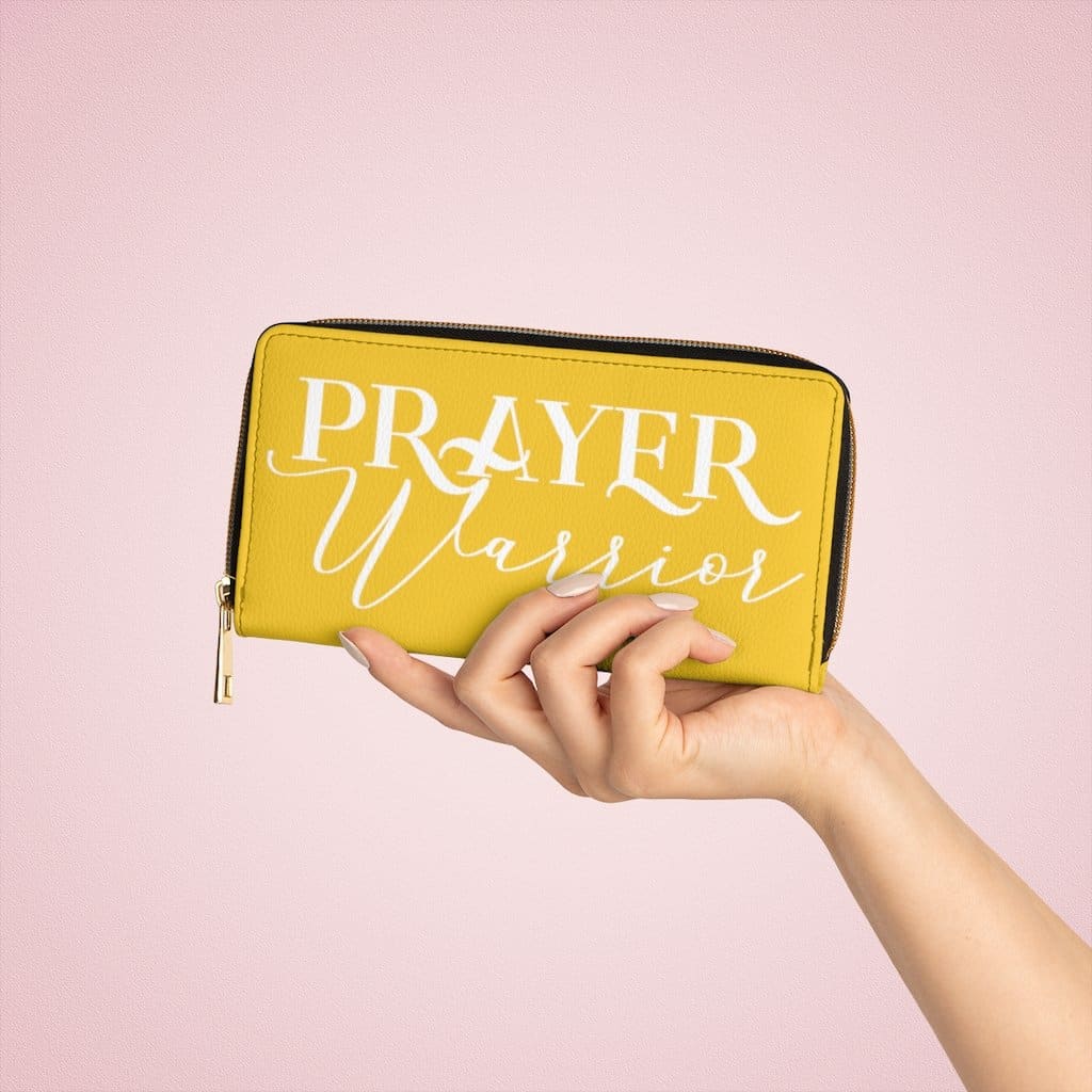 Womens Wallet Zip Purse Yellow & White Prayer Warrior - Bags | Zipper Wallets