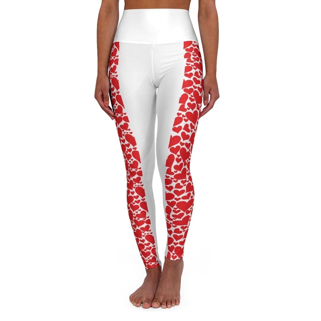 Womens High Waist Fitness Leggings / Yoga Pants Love Red Hearts - Womens