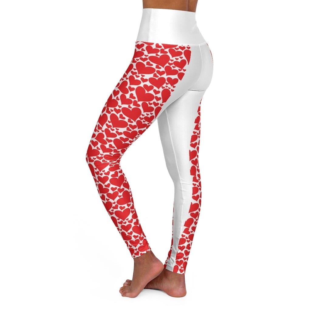 Womens High Waist Fitness Leggings / Yoga Pants Love Red Hearts - Womens