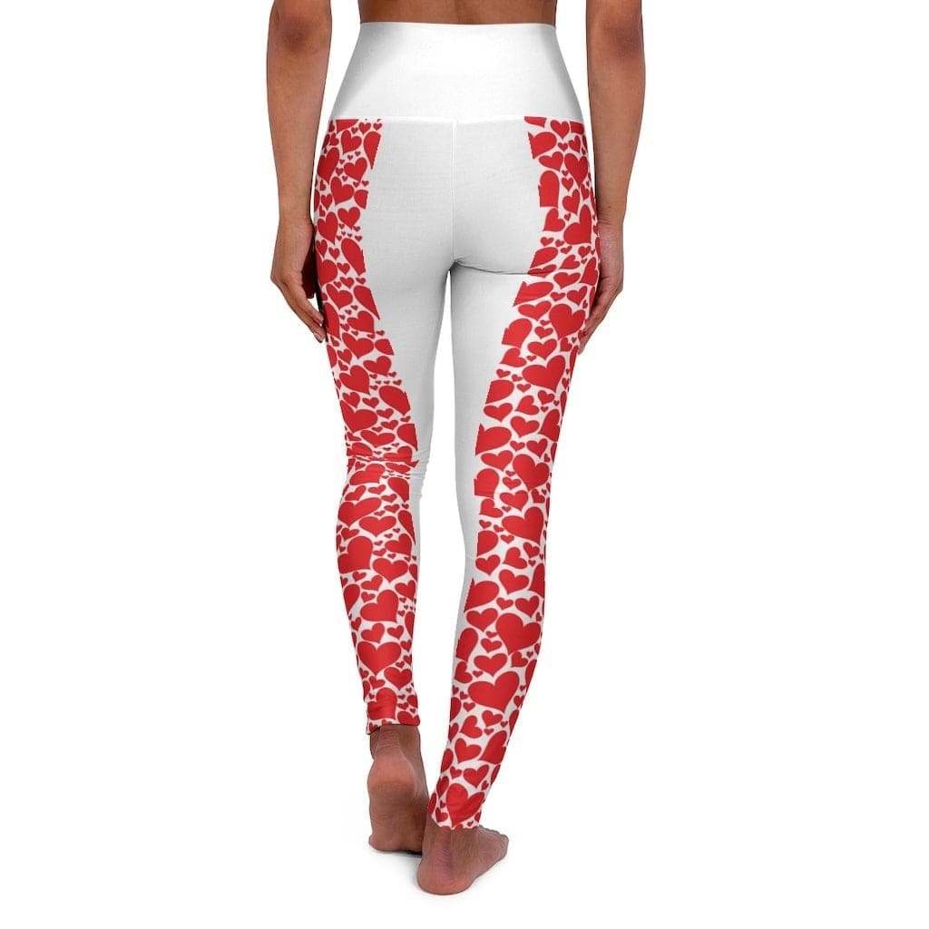 Womens High Waist Fitness Leggings / Yoga Pants Love Red Hearts - Womens