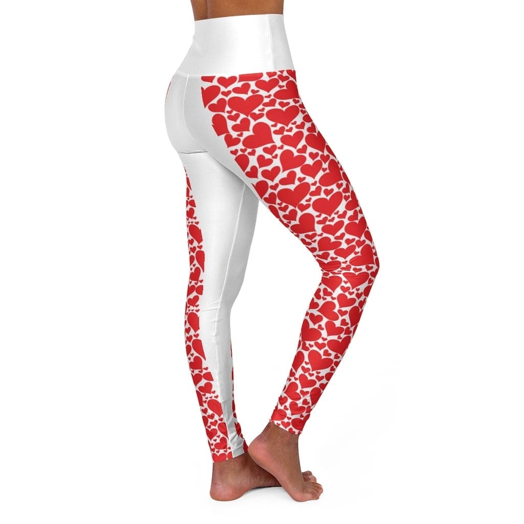 Womens High Waist Fitness Leggings / Yoga Pants Love Red Hearts - Womens