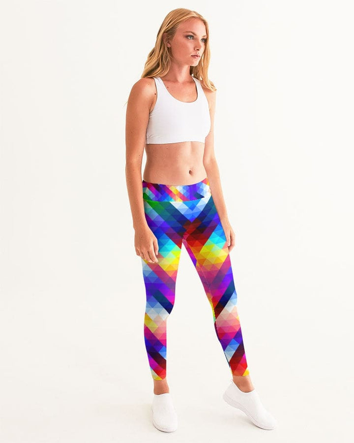 Womens High Waist Fitness Leggings / Yoga Pants - Multicolor Colorblock