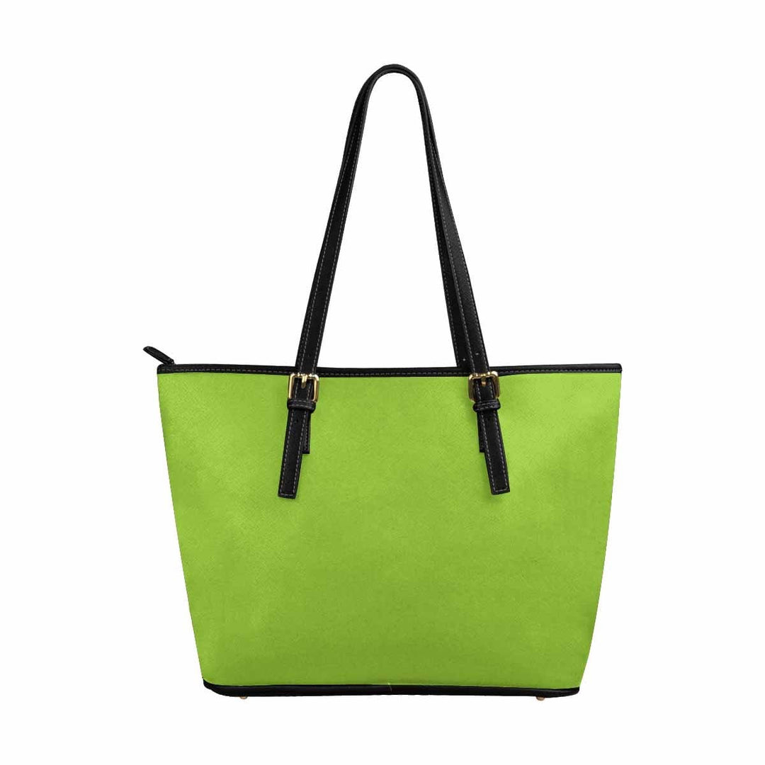 Large Leather Tote Shoulder Bag - Yellow Green - Bags | Leather Tote Bags