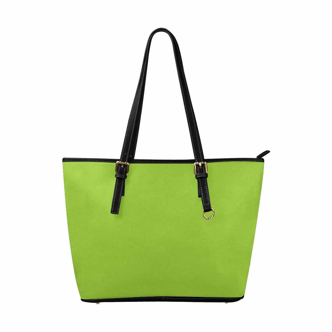 Large Leather Tote Shoulder Bag - Yellow Green - Bags | Leather Tote Bags