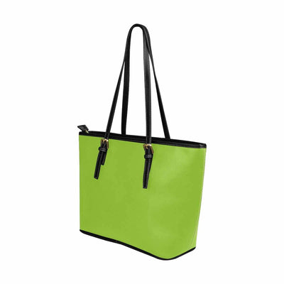 Large Leather Tote Shoulder Bag - Yellow Green - Bags | Leather Tote Bags