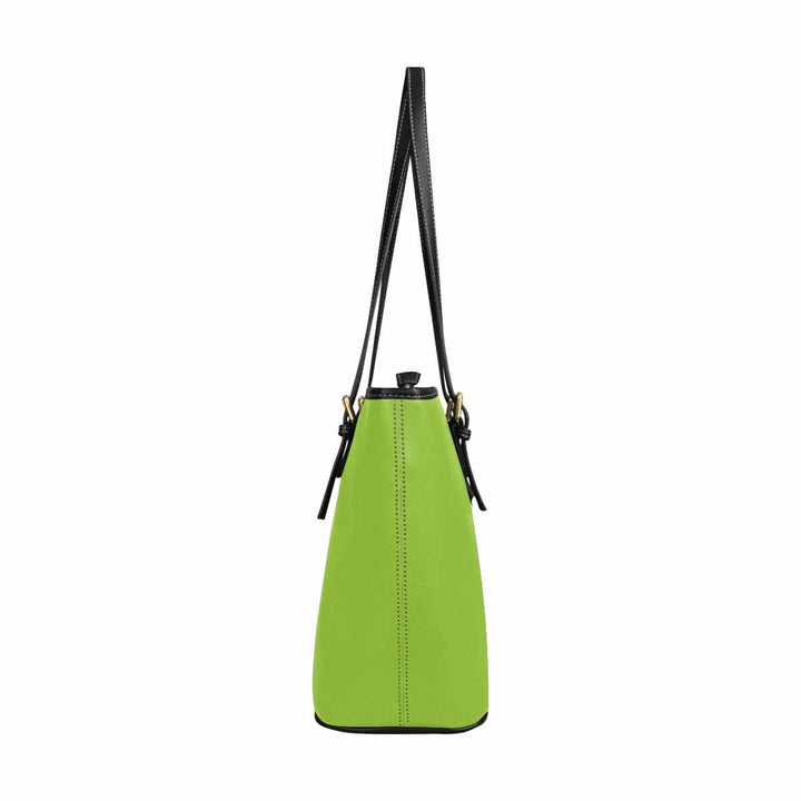 Large Leather Tote Shoulder Bag - Yellow Green - Bags | Leather Tote Bags