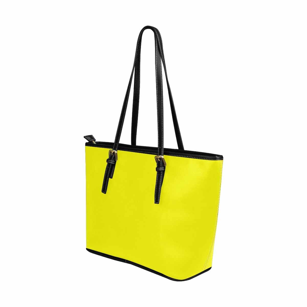 Large Leather Tote Shoulder Bag - Yellow - Bags | Leather Tote Bags