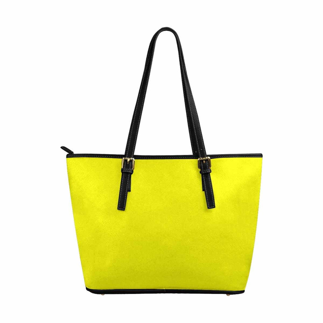 Large Leather Tote Shoulder Bag - Yellow - Bags | Leather Tote Bags