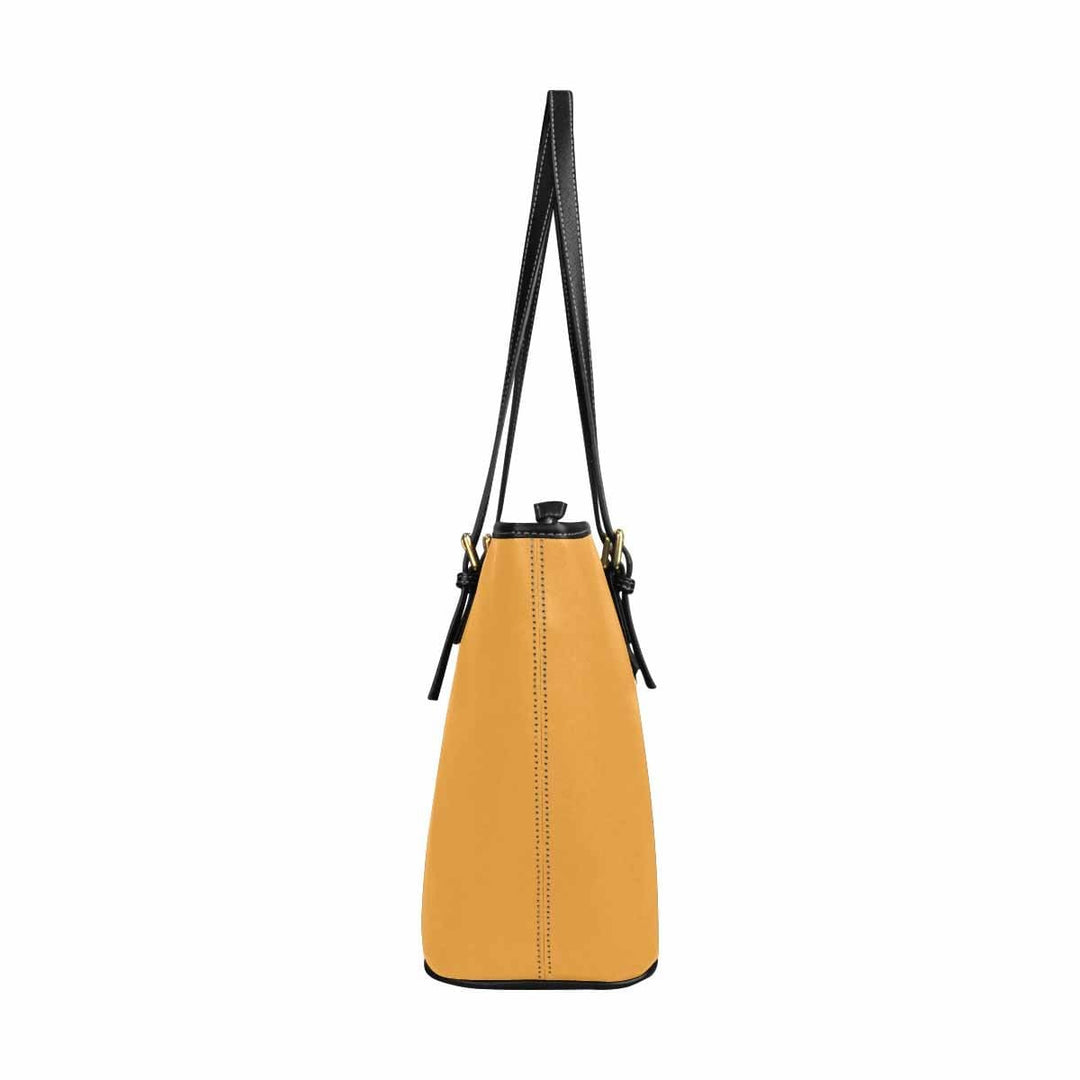 Large Leather Tote Shoulder Bag - Yellow Orange - Bags/Leather Tote Bags