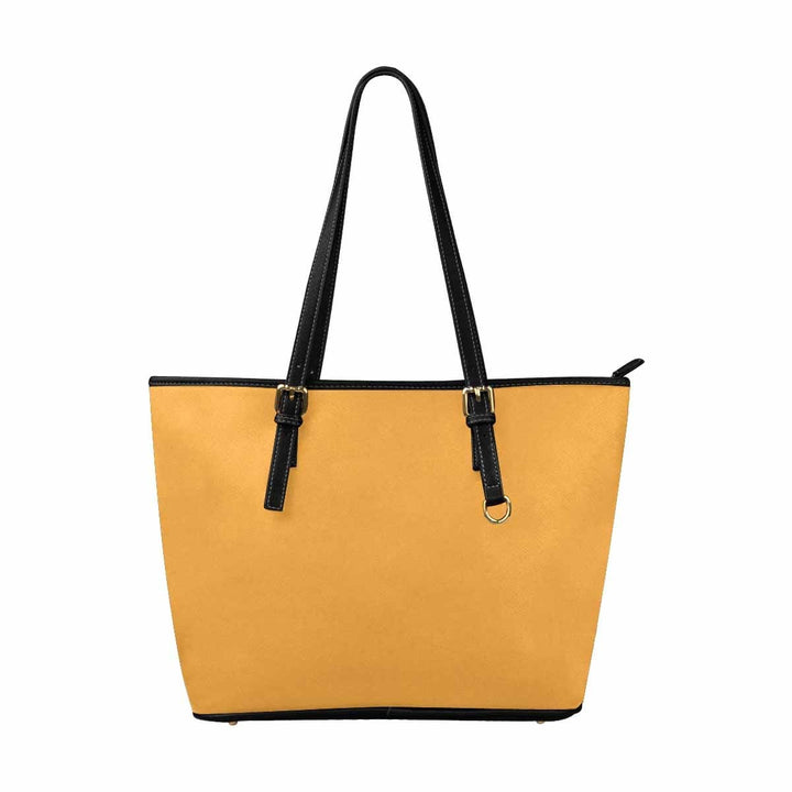 Large Leather Tote Shoulder Bag - Yellow Orange - Bags/Leather Tote Bags