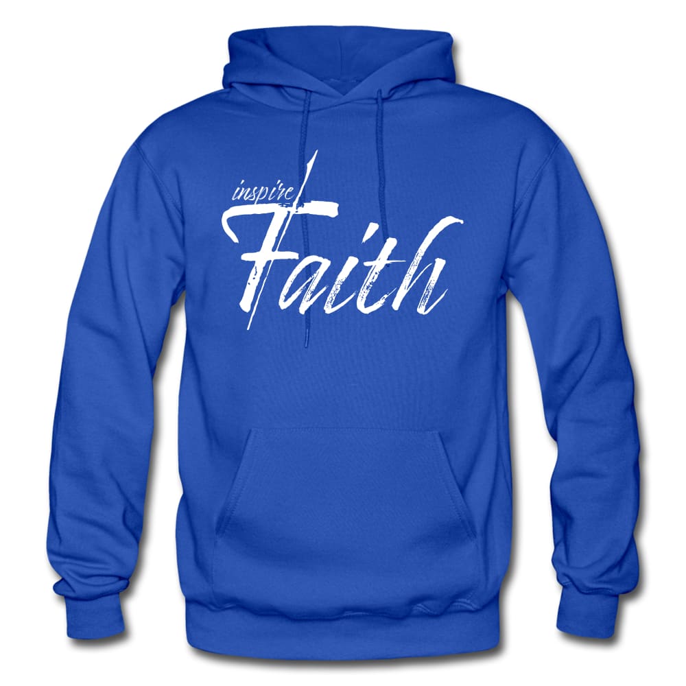 Unisex Hooded Blue Sweatshirt - Inspire Faith Graphic / Size m - Deals