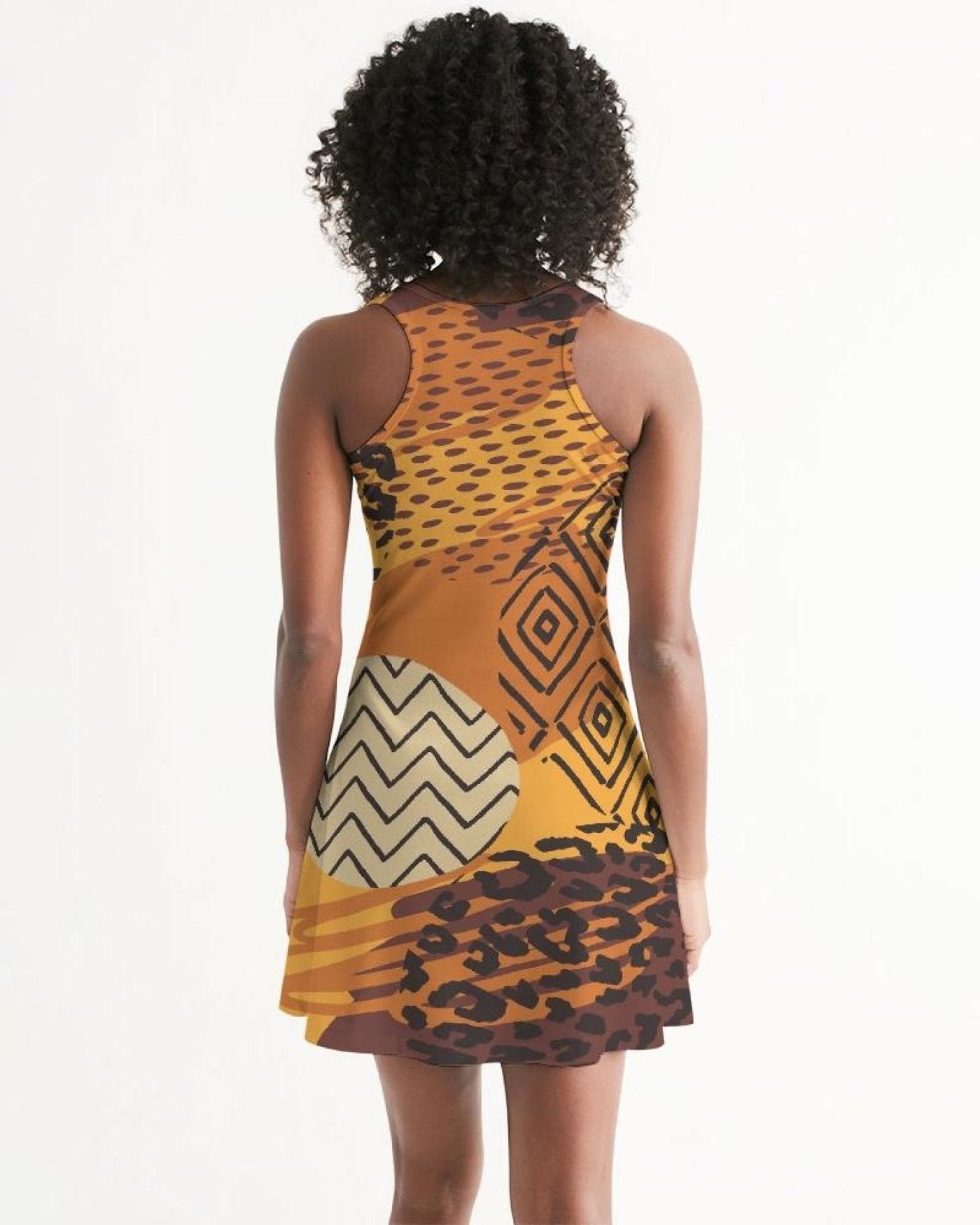 Womens Dress - Multicolor Safari Style Racerback Dress / Brown - Womens |