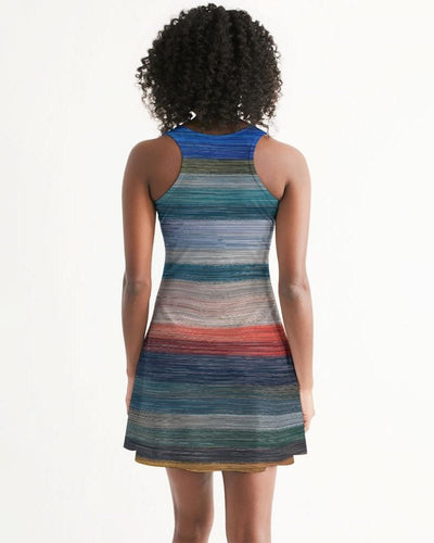 Womens Dress - Sleeveless Blue & Gray Gradient Print Racerback Dress - Womens |