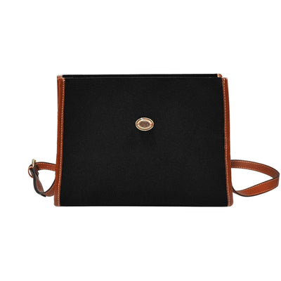 Women’s Handbag Canvas Top Handle Shoulder Bag - Black / Geometric Print