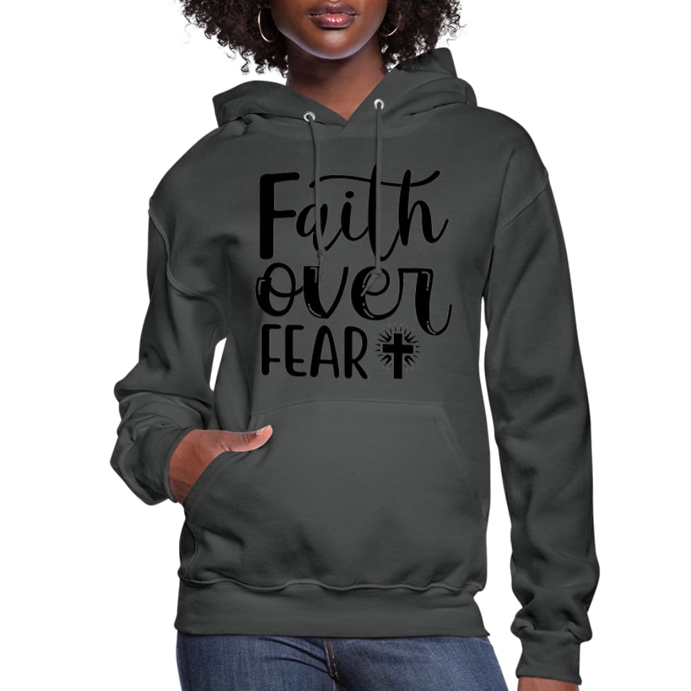 Womens Hoodie Faith Over Fear Graphic - Black - Womens | Hoodies