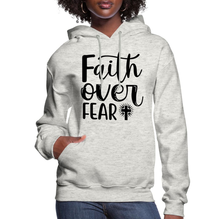 Womens Hoodie Faith Over Fear Graphic - Black - Womens | Hoodies