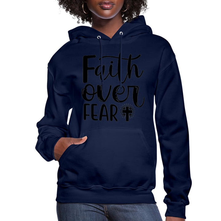 Womens Hoodie Faith Over Fear Graphic - Black - Womens | Hoodies