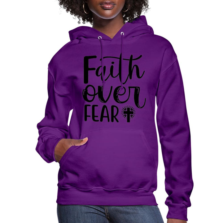 Womens Hoodie Faith Over Fear Graphic - Black - Womens | Hoodies